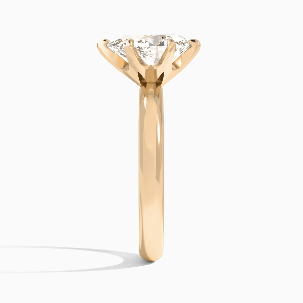 Pear Solitaire Lab Grown Diamond Engagement Ring In 14K Rose Gold, Side View