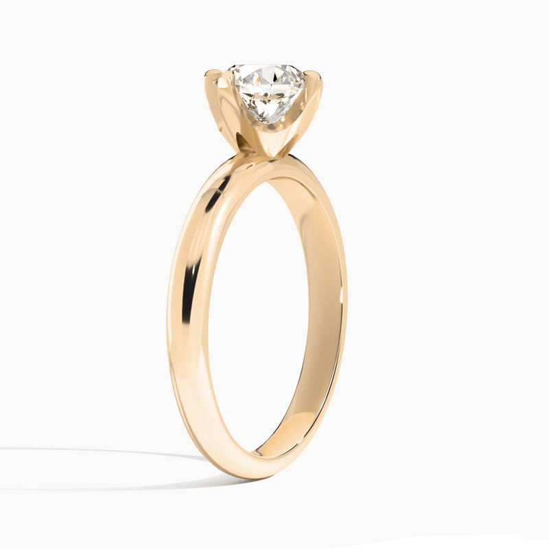 Round Solitaire Lab Grown Diamond Engagement Ring In 14K Rose Gold, Angle View