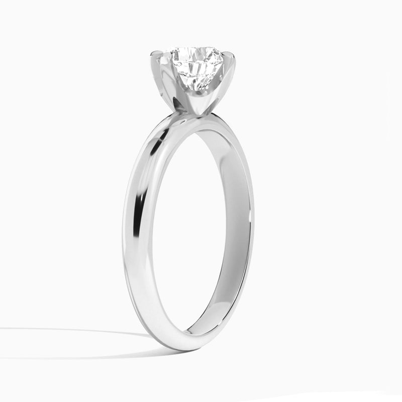 Cushion Solitaire Lab Grown Diamond Engagement Ring In 18K White Gold, Angle View