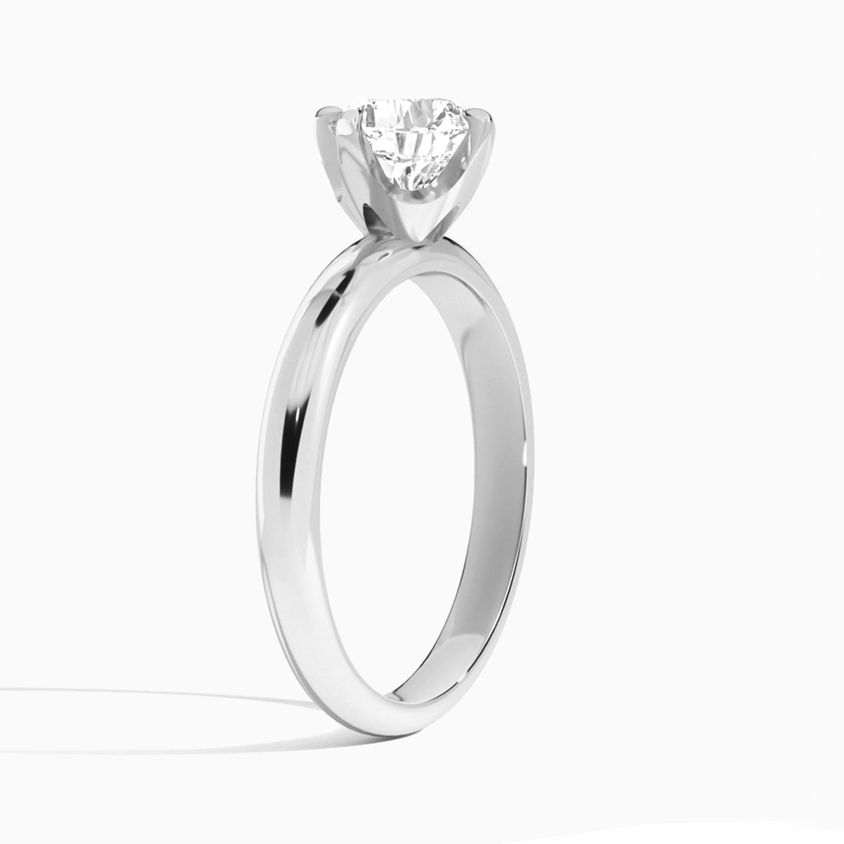Cushion Solitaire Lab Grown Diamond Engagement Ring In 18K White Gold, Angle View