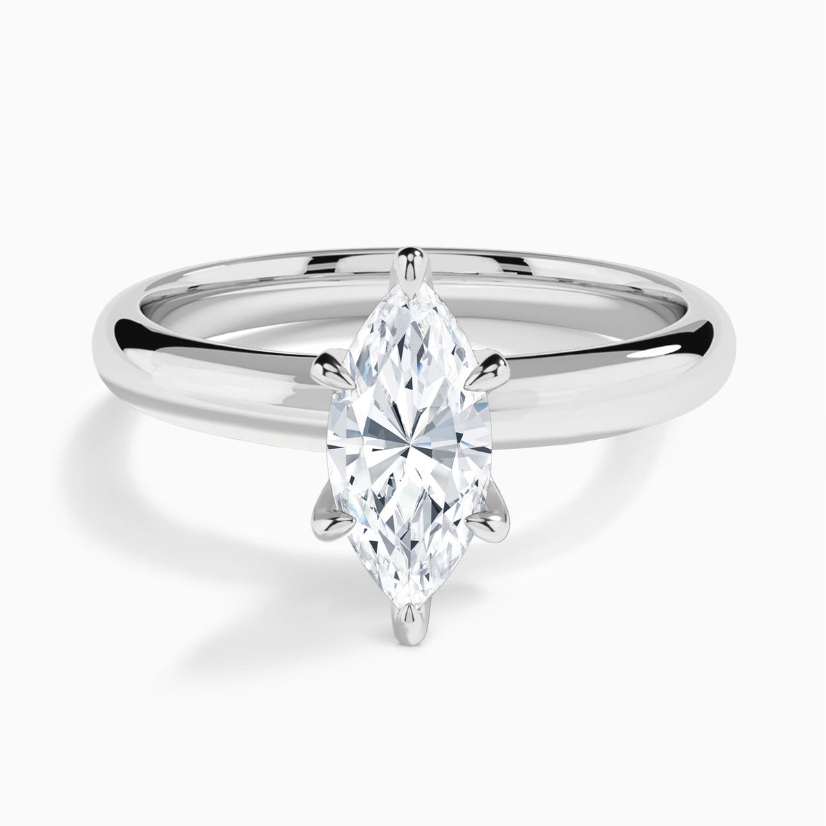 Marquise Solitaire Lab Grown Diamond Engagement Ring In 18K White Gold - Lucenjuri