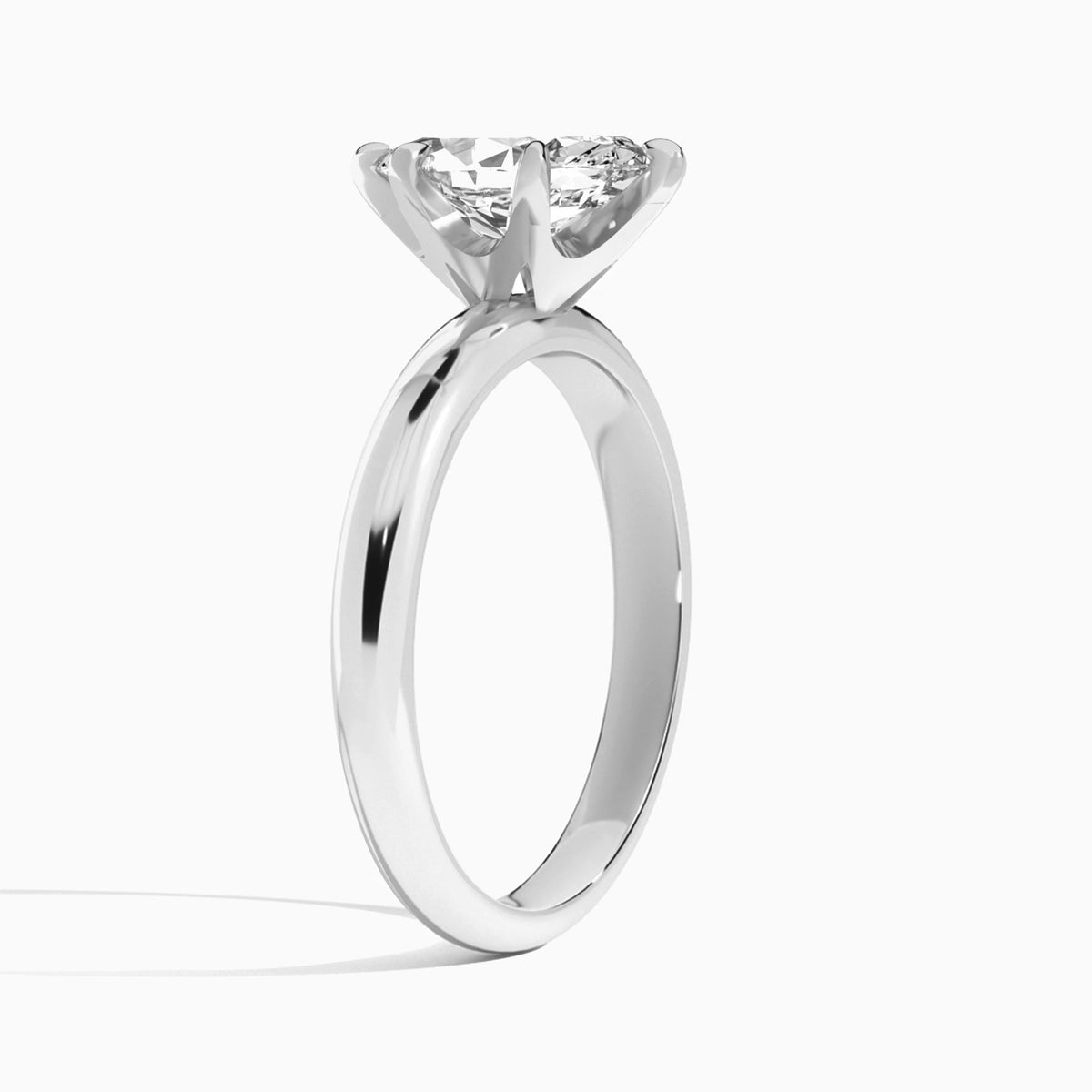Marquise Solitaire Lab Grown Diamond Engagement Ring In 18K White Gold, Angle View