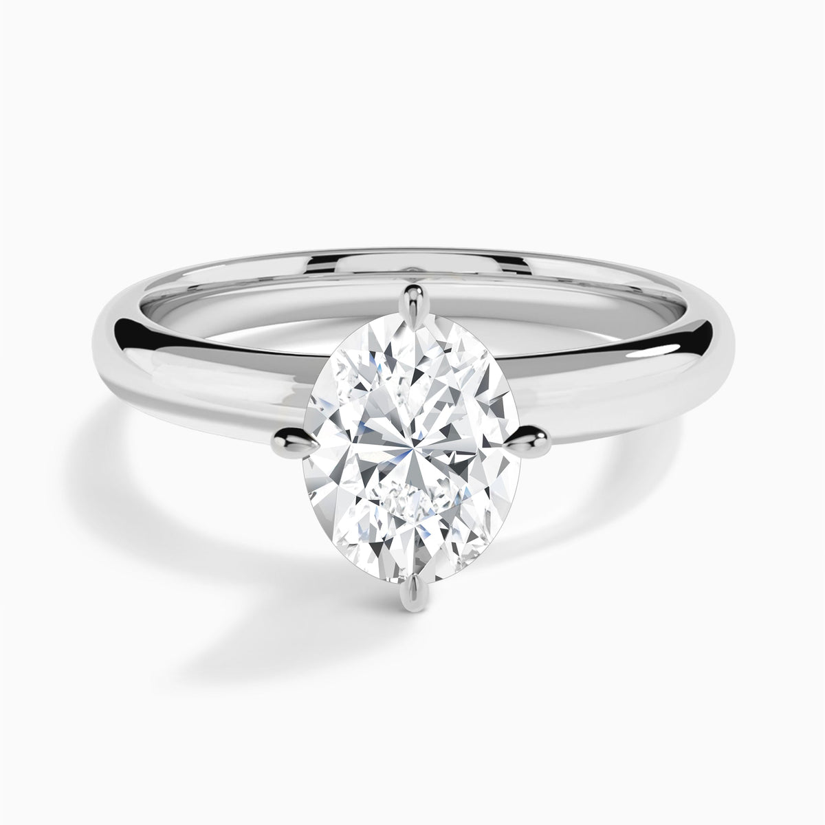 Oval Solitaire Lab Grown Diamond Engagement Ring In 18K White Gold - Lucenjuri