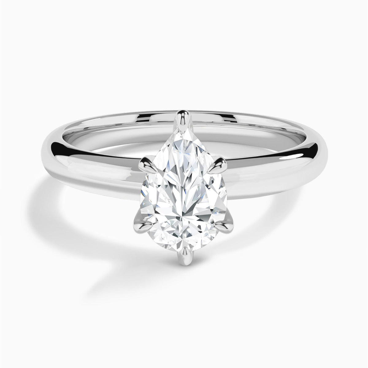 Pear Solitaire Lab Grown Diamond Engagement Ring In 18K White Gold - Lucenjuri