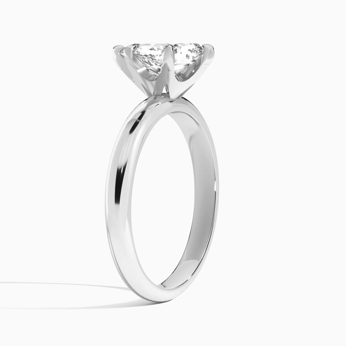 Pear Solitaire Lab Grown Diamond Engagement Ring In 18K White Gold, Angle View