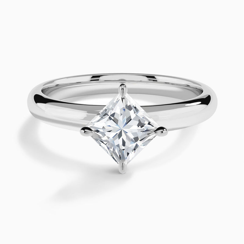 Princess Solitaire Lab Grown Diamond Engagement Ring In 14K White Gold - Lucenjuri