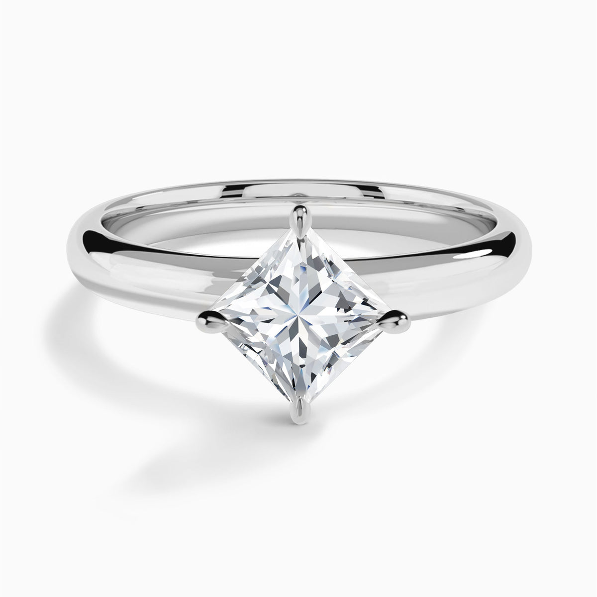 Princess Solitaire Lab Grown Diamond Engagement Ring In 18K White Gold - Lucenjuri
