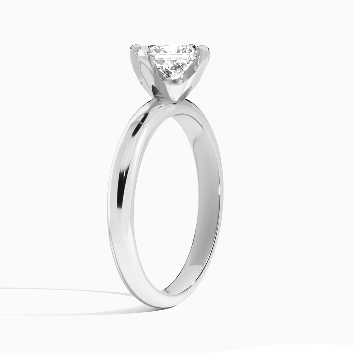 Princess Solitaire Lab Grown Diamond Engagement Ring In 18K White Gold, Angle View