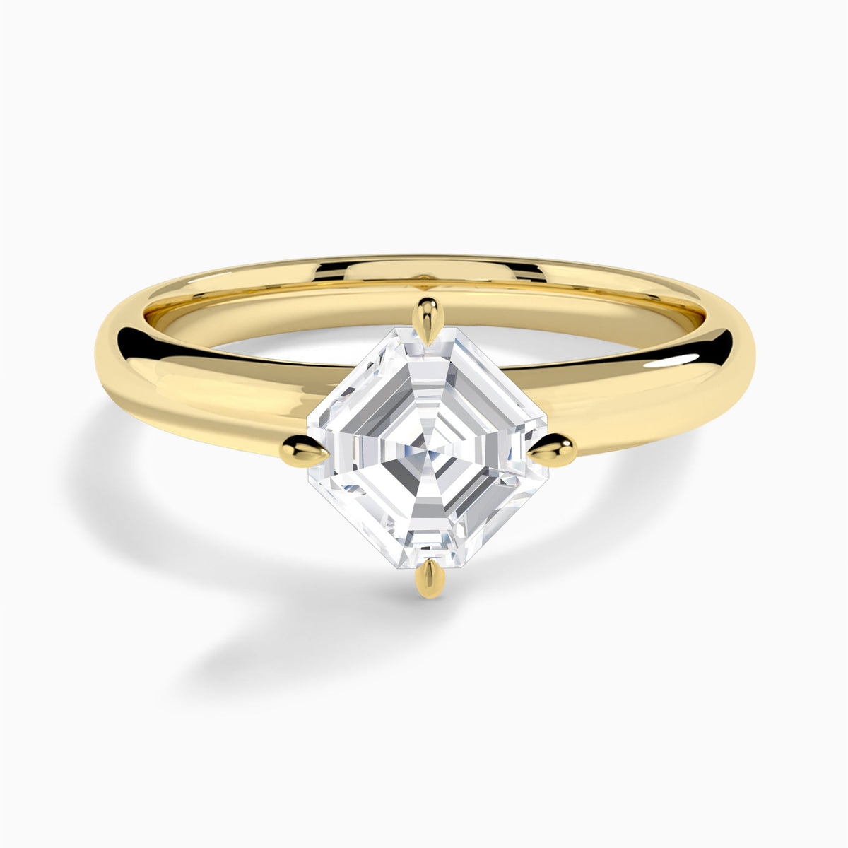 Asscher Solitaire Lab Grown Diamond Engagement Ring In 18K Yellow Gold - Lucenjuri