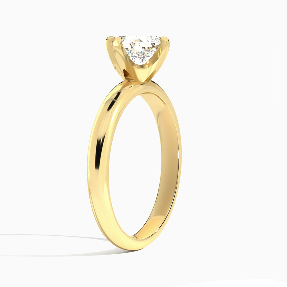 Asscher Solitaire Lab Grown Diamond Engagement Ring In 14K Yellow Gold, Angle View