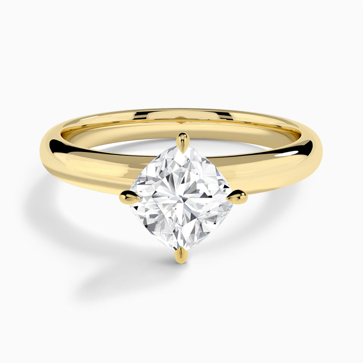 Cushion Solitaire Lab Grown Diamond Engagement Ring In 18K Yellow Gold - Lucenjuri