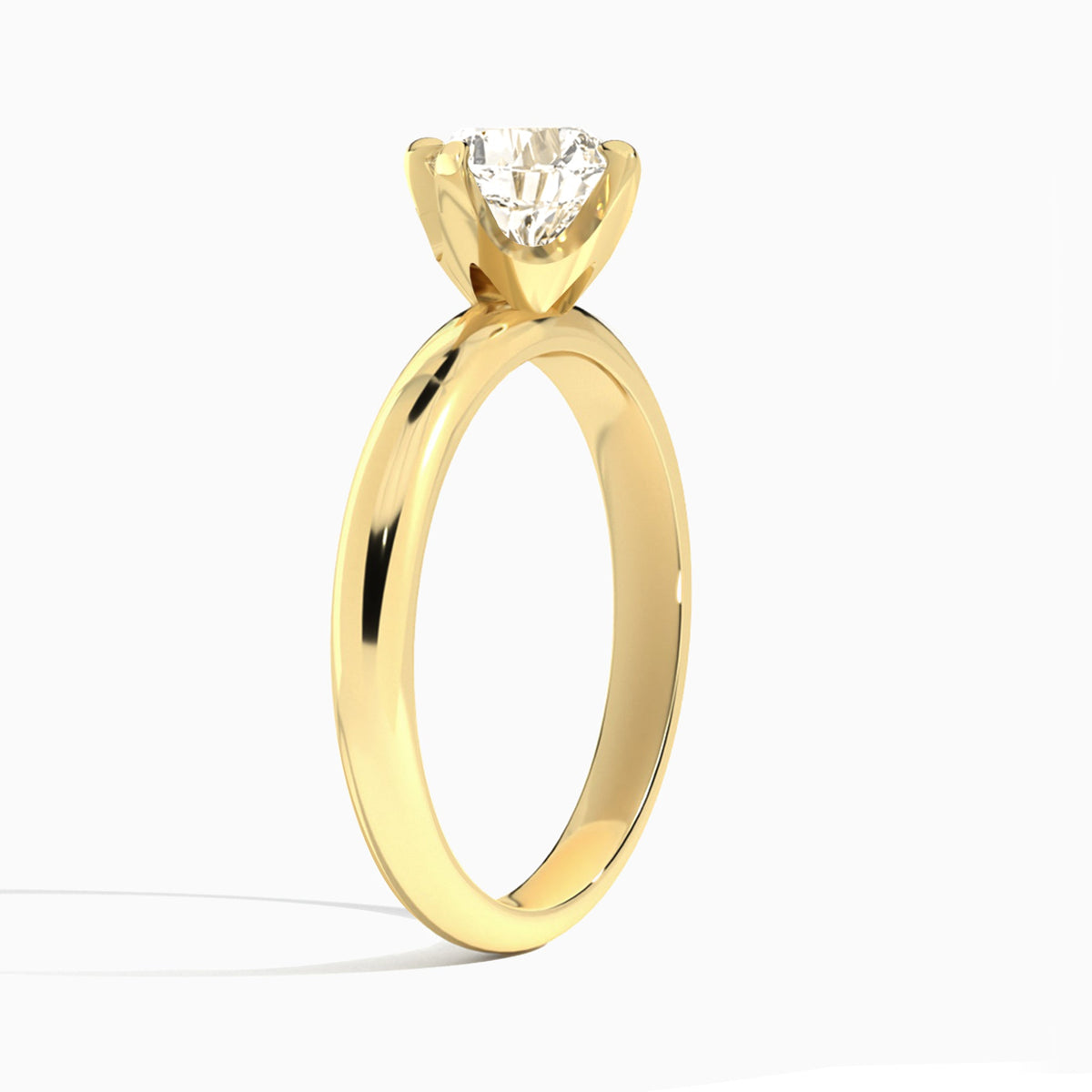 Cushion Solitaire Lab Grown Diamond Engagement Ring In 18K Yellow Gold, Angle View