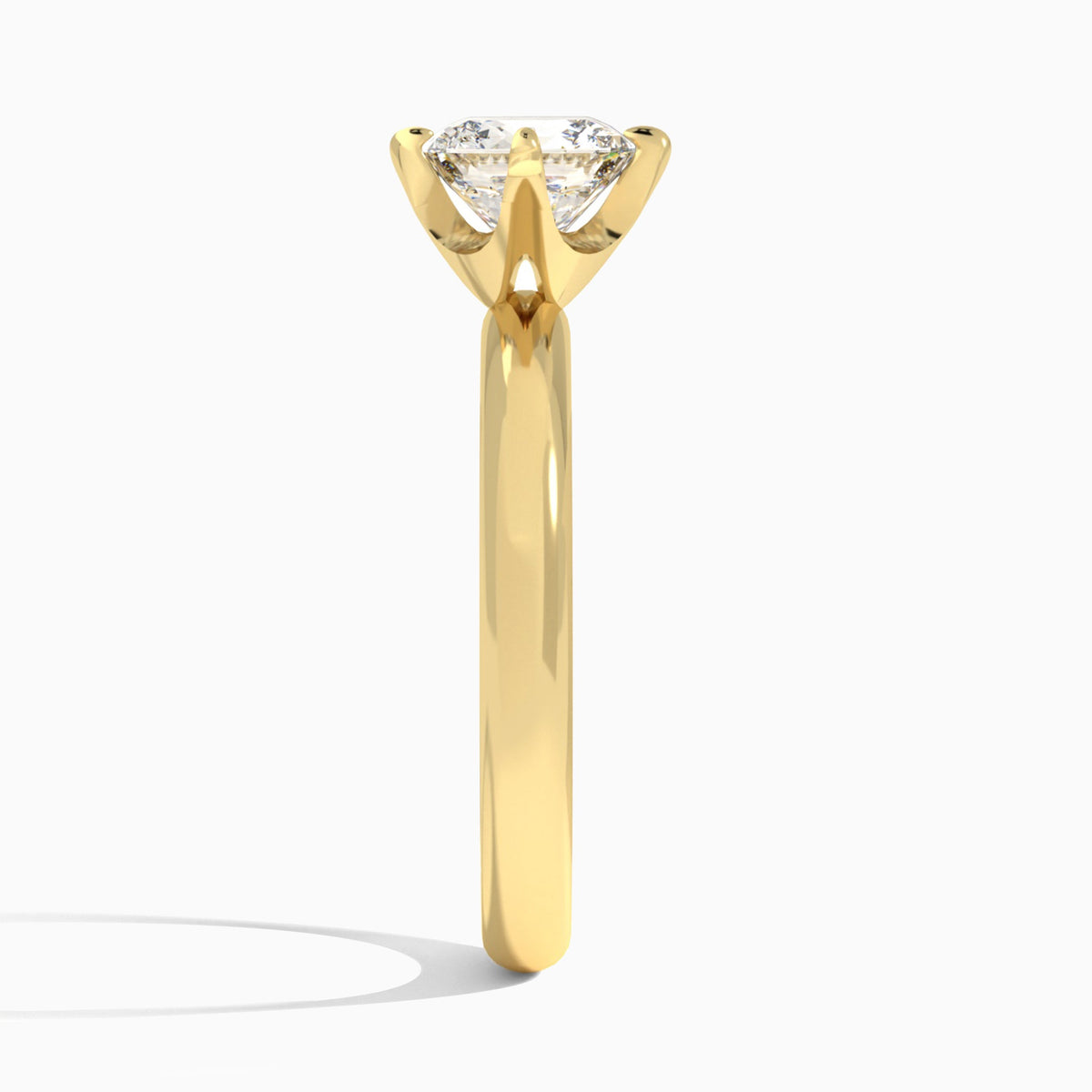 Cushion Solitaire Lab Grown Diamond Engagement Ring In 18K Yellow Gold, Side View