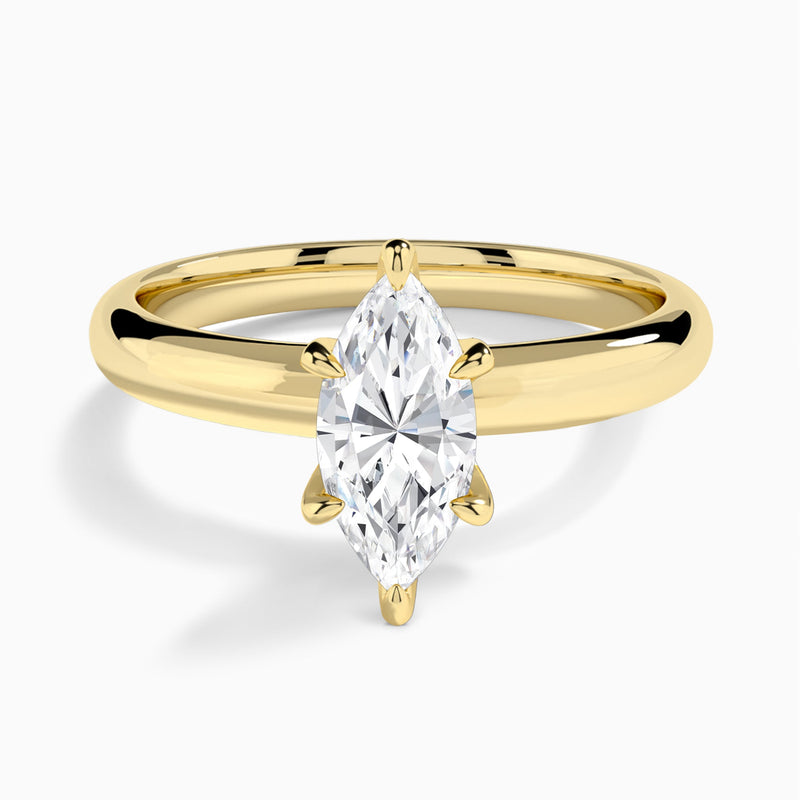Marquise Solitaire Lab Grown Diamond Engagement Ring In 18K Yellow Gold - Lucenjuri