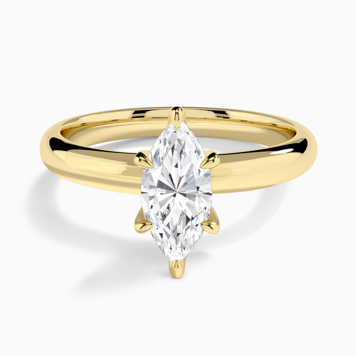 Marquise Solitaire Lab Grown Diamond Engagement Ring In 18K Yellow Gold - Lucenjuri