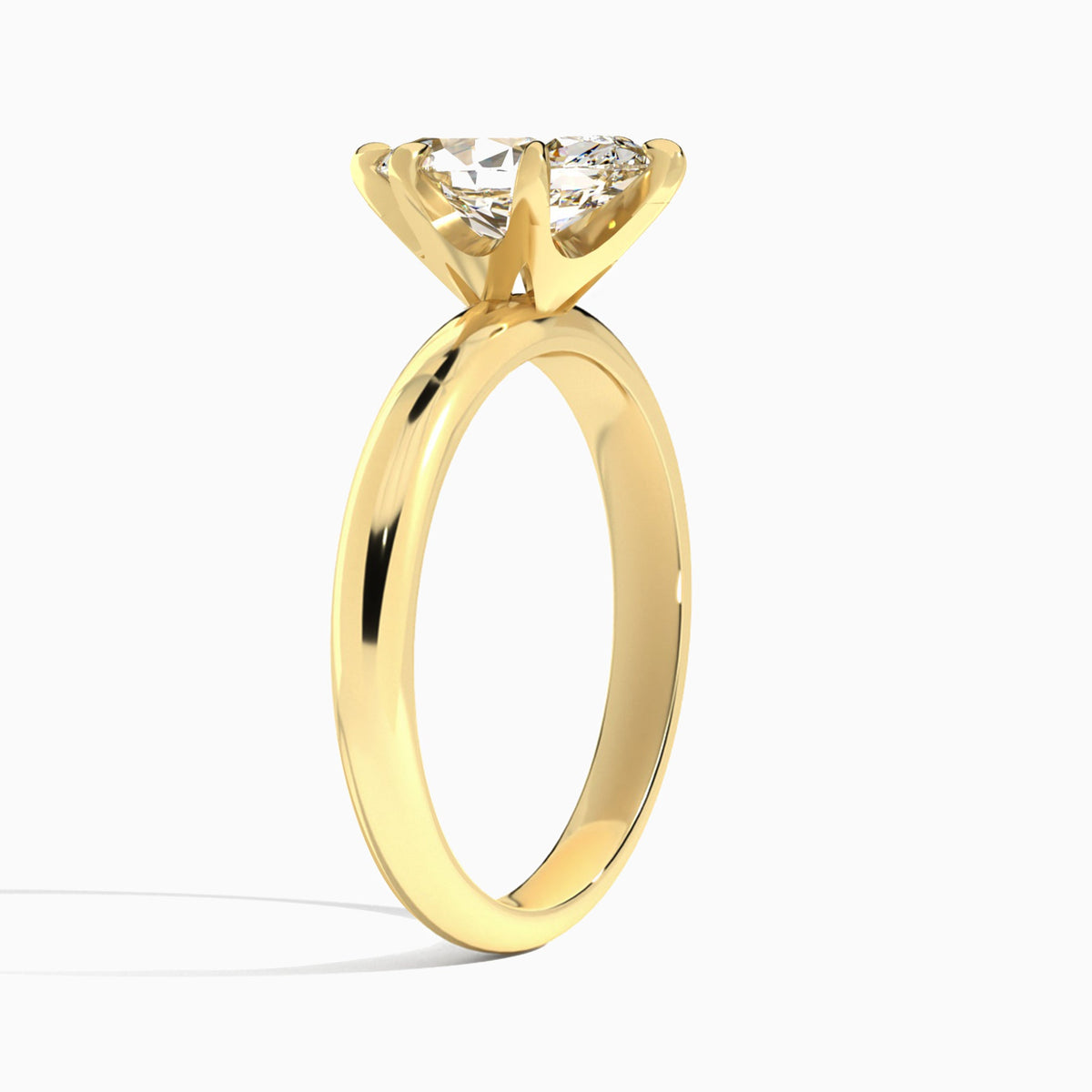 Marquise Solitaire Lab Grown Diamond Engagement Ring In 18K Yellow Gold, Angle View