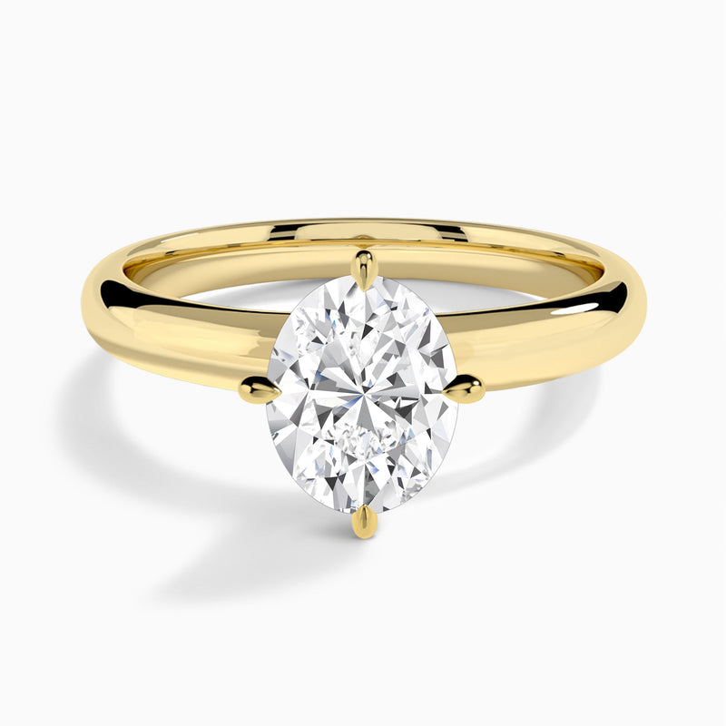 Oval Solitaire Lab Grown Diamond Engagement Ring In 18K Yellow Gold - Lucenjuri