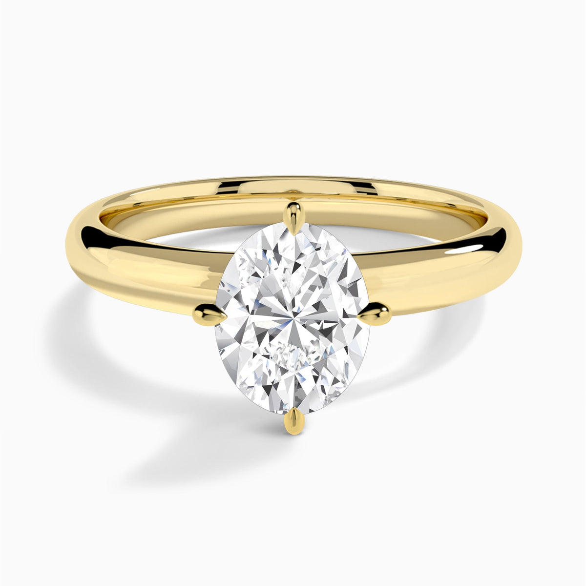 Oval Solitaire Lab Grown Diamond Engagement Ring In 18K Yellow Gold - Lucenjuri