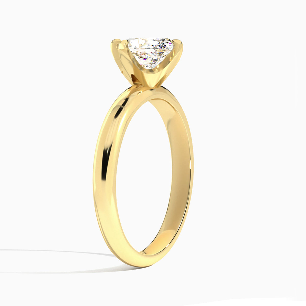 Oval Solitaire Lab Grown Diamond Engagement Ring In 18K Yellow Gold, Angle View