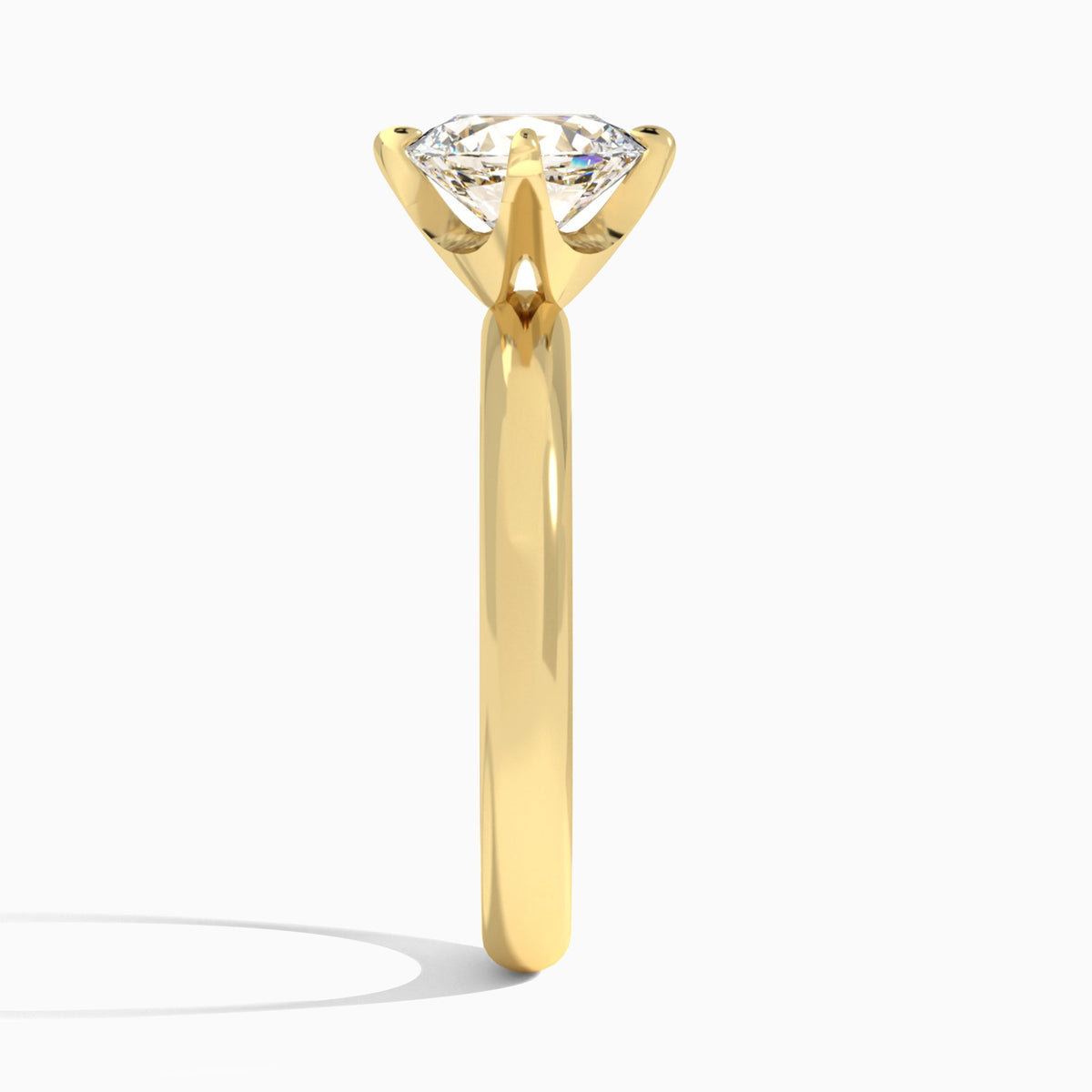 Oval Solitaire Lab Grown Diamond Engagement Ring In 18K Yellow Gold, Side View