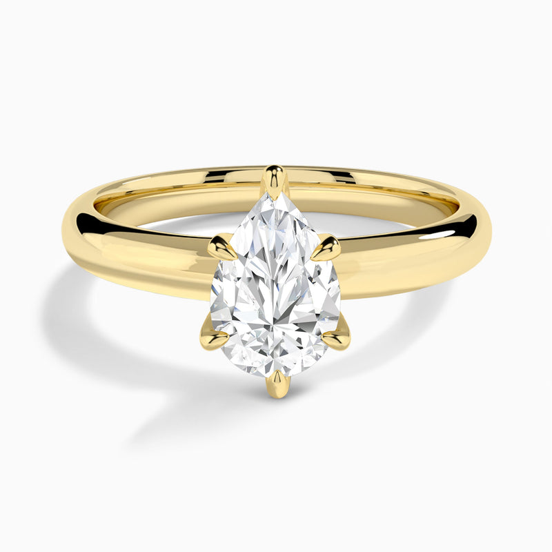 Pear Solitaire Lab Grown Diamond Engagement Ring In 14K Yellow Gold - Lucenjuri