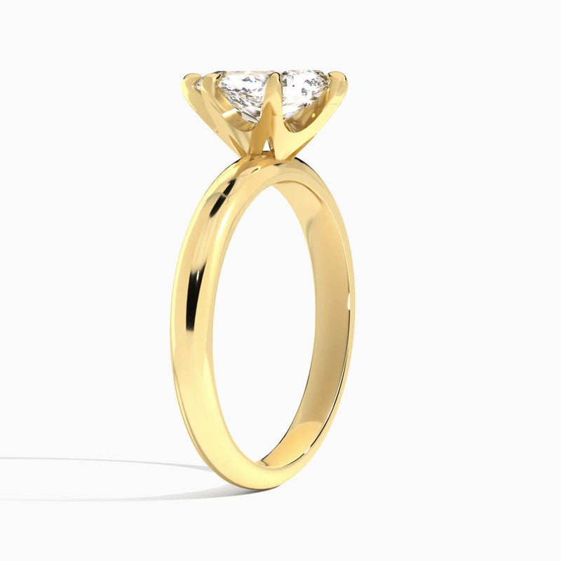 Pear Solitaire Lab Grown Diamond Engagement Ring In 14K Yellow Gold, Angle View