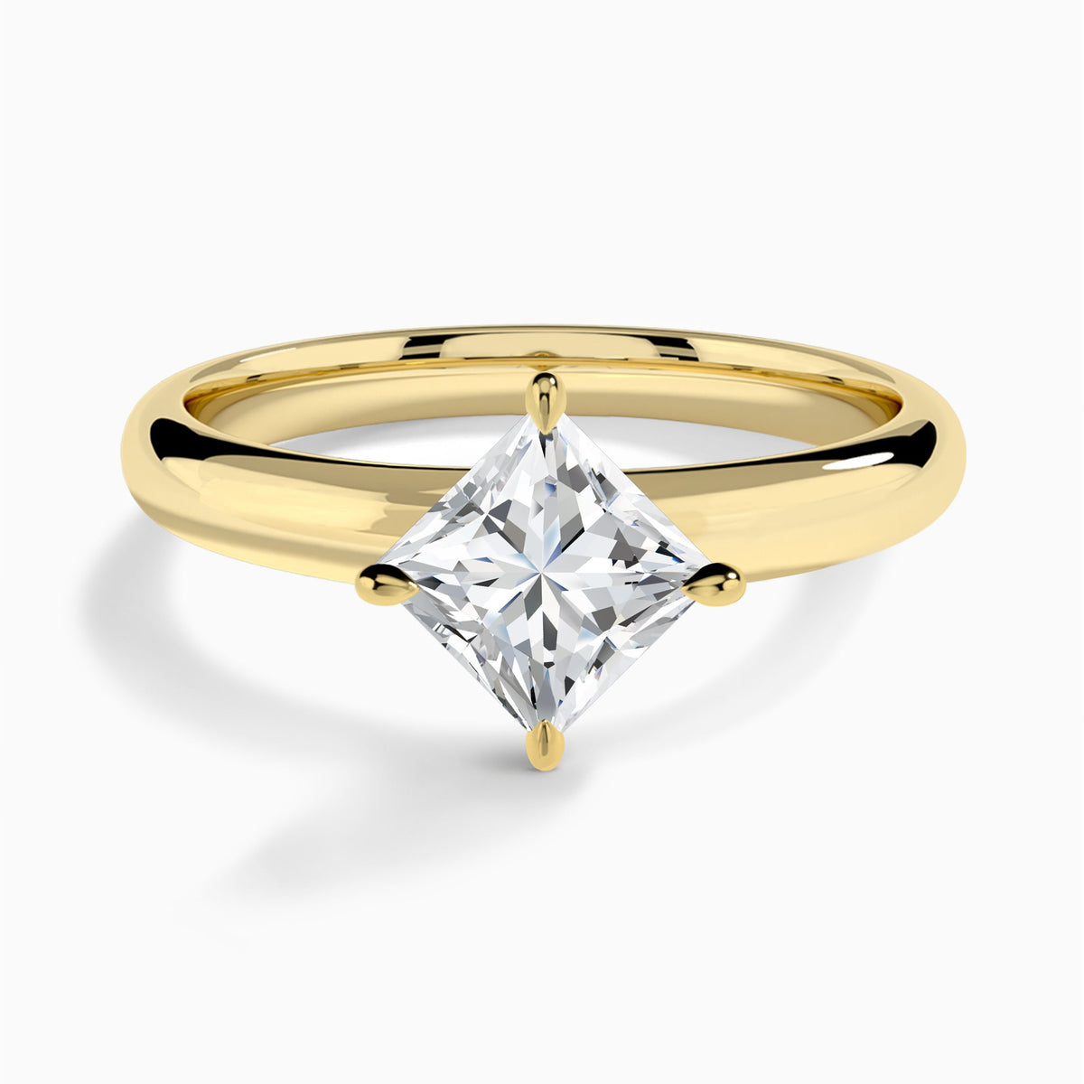 Princess Solitaire Lab Grown Diamond Engagement Ring In 14K Yellow Gold - Lucenjuri