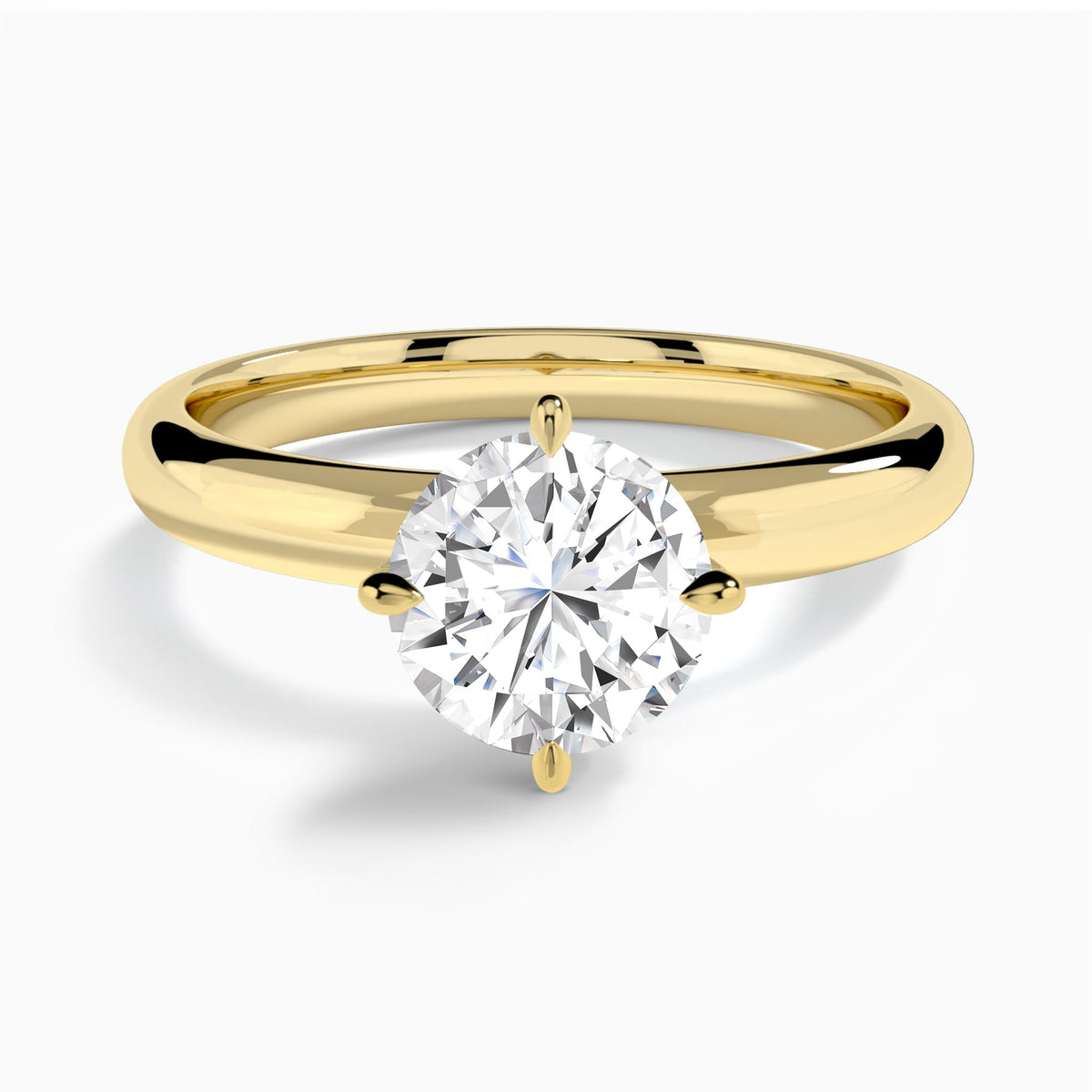 Round Solitaire Lab Grown Diamond Engagement Ring In 18K Yellow Gold - Lucenjuri