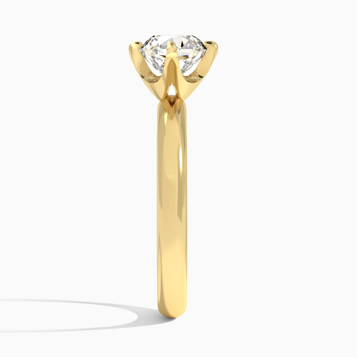 Round Solitaire Lab Grown Diamond Engagement Ring In 14K Yellow Gold, Side View