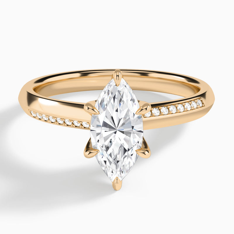 Marquise Adorned Six-Prong Lab Diamond Engagement Ring In 14K Rose Gold - Lucenjuri