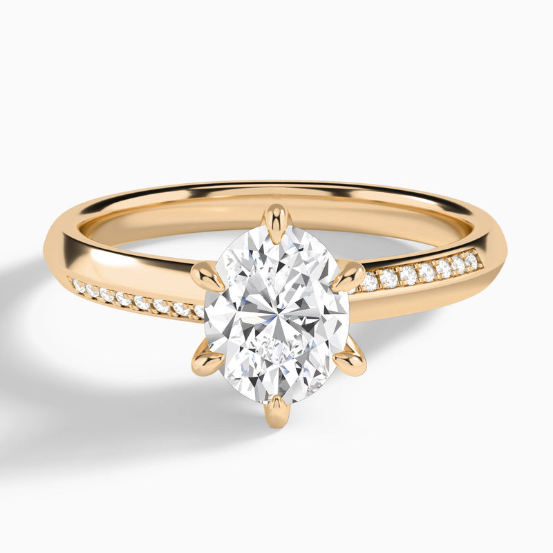 Oval Adorned Six-Prong Lab Diamond Engagement Ring In 14K Rose Gold - Lucenjuri