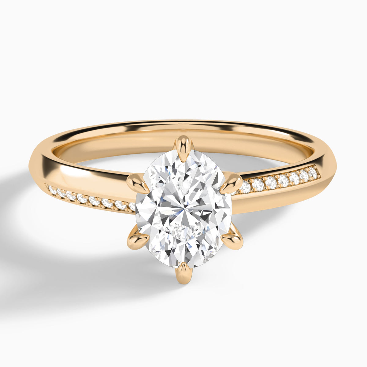 Oval Adorned Six-Prong Lab Diamond Engagement Ring In 14K Rose Gold - Lucenjuri