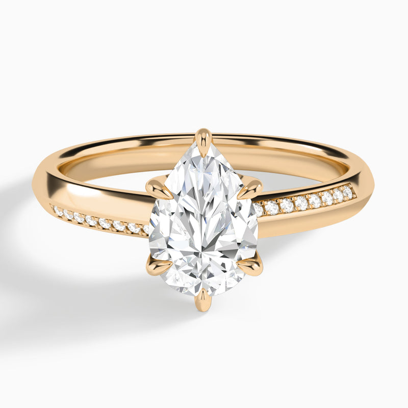 Pear Adorned Six-Prong Lab Diamond Engagement Ring In 14K Rose Gold - Lucenjuri