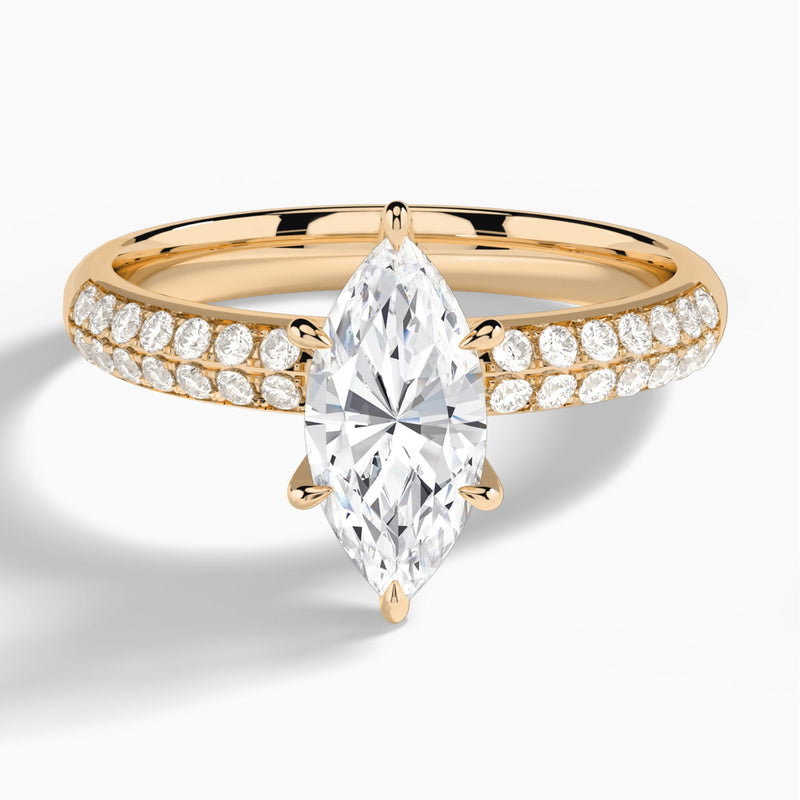 Marquise Luxe Hidden Halo Six-Prong Lab Diamond Engagement Ring In 14K Rose Gold - Lucenjuri