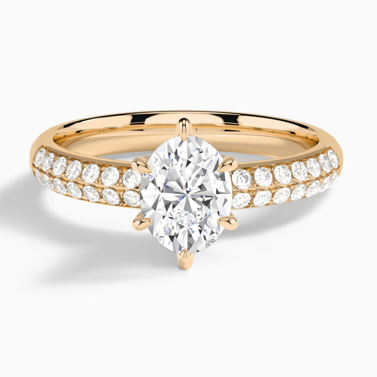 Oval Luxe Hidden Halo Six-Prong Lab Diamond Engagement Ring In 14K Rose Gold - Lucenjuri