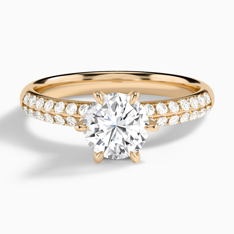 Round Luxe Hidden Halo Six-Prong Lab Diamond Engagement Ring In 14K Rose Gold - Lucenjuri