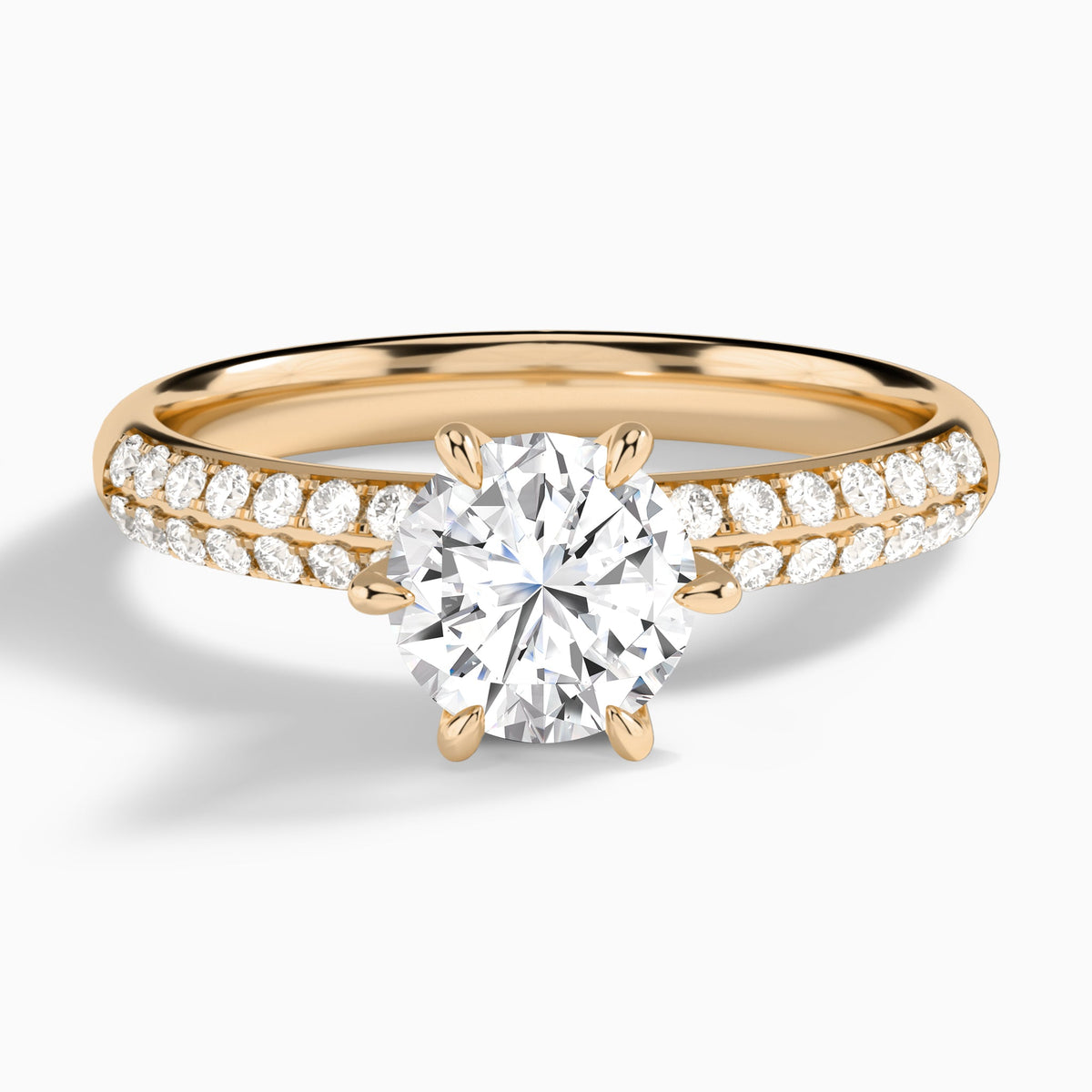 Round Luxe Hidden Halo Six-Prong Lab Diamond Engagement Ring In 14K Rose Gold - Lucenjuri