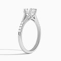 Cushion Split Shank Lab Grown Diamond Engagement Ring In Platinum, Angle View