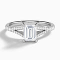 Emerald Split Shank Lab Grown Diamond Engagement Ring In Platinum - Lucenjuri