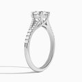 Round Split Shank Lab Grown Diamond Engagement Ring In Platinum, Angle View