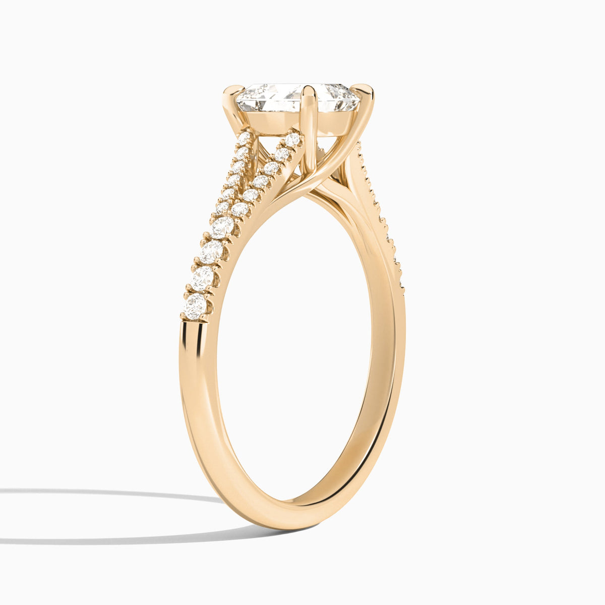 Asscher Split Shank Lab Grown Diamond Engagement Ring In 14K Rose Gold, Angle View