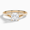 Cushion Split Shank Lab Grown Diamond Engagement Ring In 14K Rose Gold - Lucenjuri