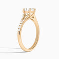 Cushion Split Shank Lab Grown Diamond Engagement Ring In 14K Rose Gold, Angle View