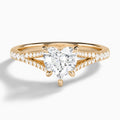 Heart Split Shank Lab Grown Diamond Engagement Ring In 14K Rose Gold - Lucenjuri