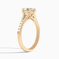 Heart Split Shank Lab Grown Diamond Engagement Ring In 14K Rose Gold, Angle View