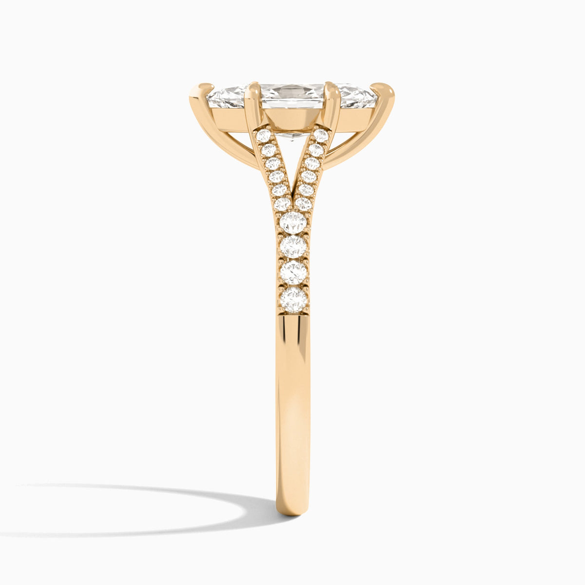 Marquise Split Shank Lab Grown Diamond Engagement Ring In 14K Rose Gold, Side View