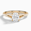 Oval Split Shank Lab Grown Diamond Engagement Ring In 14K Rose Gold - Lucenjuri
