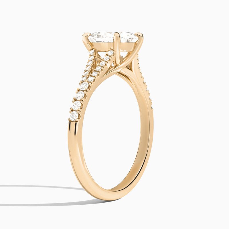 Princess Split Shank Lab Grown Diamond Engagement Ring In 14K Rose Gold, Angle View