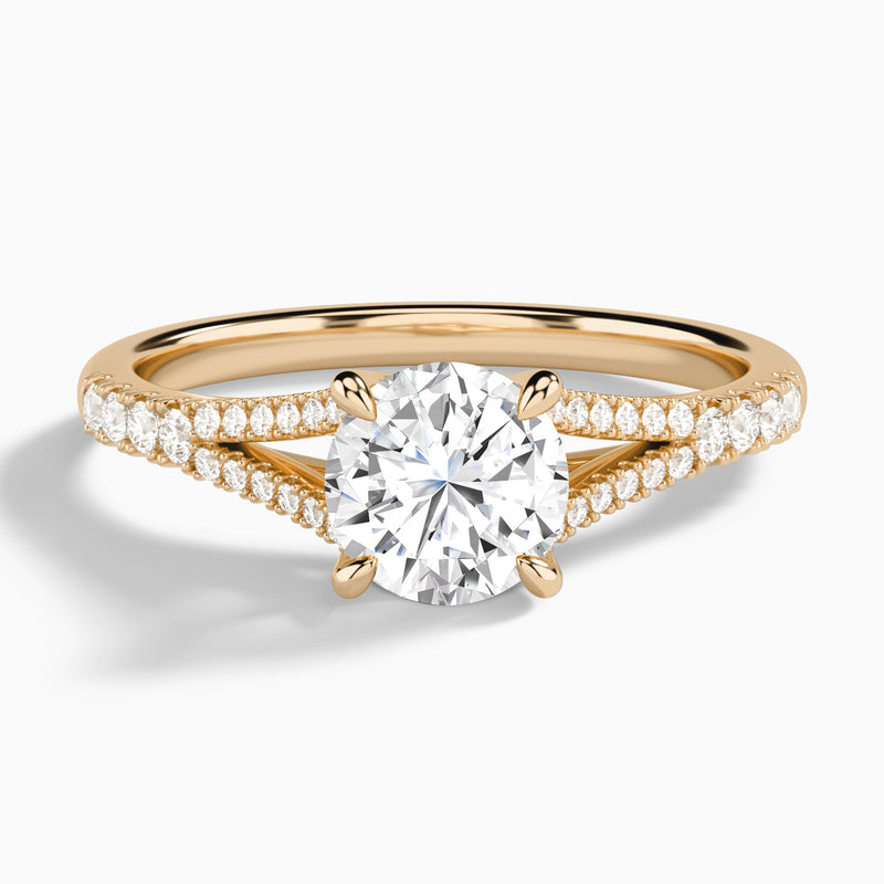 Round Split Shank Lab Grown Diamond Engagement Ring In 14K Rose Gold - Lucenjuri