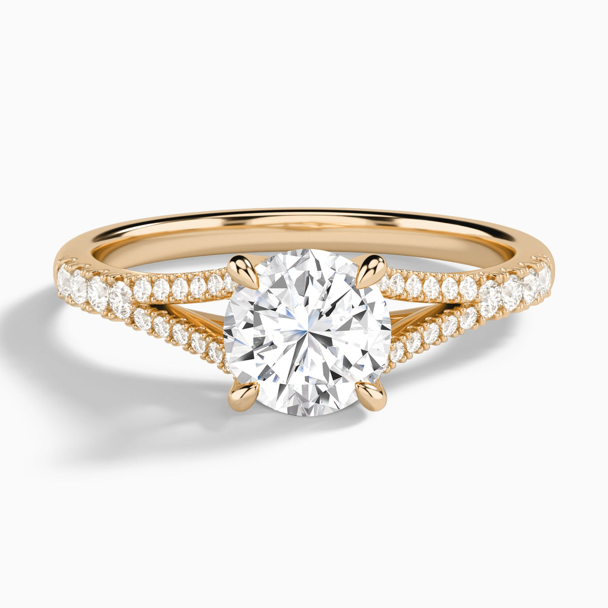 Round Split Shank Lab Grown Diamond Engagement Ring In 14K Rose Gold - Lucenjuri